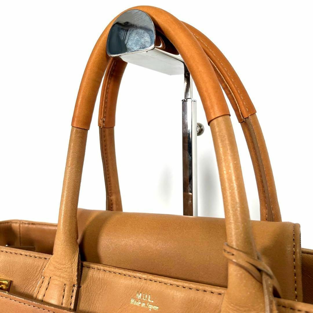 美品】M.U.L エムユーエル ハンドバッグ トートバッグ レザー 黒 A4可