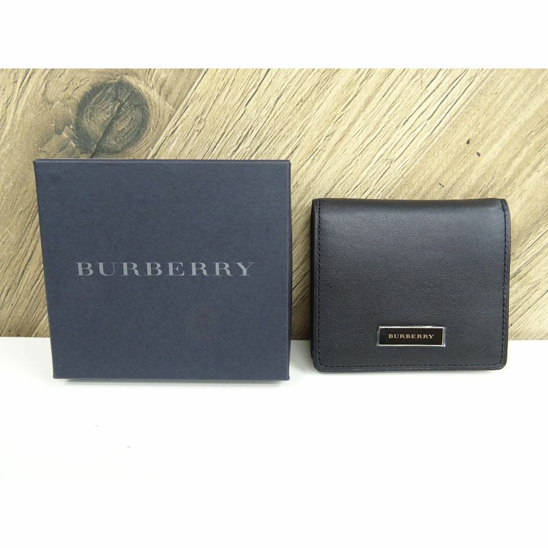 BURBERRY(バーバリー)のK船020/ バーバリー レザー コインケース 小銭入れ 箱付 ブラック 美品 メンズのファッション小物(コインケース/小銭入れ)の商品写真