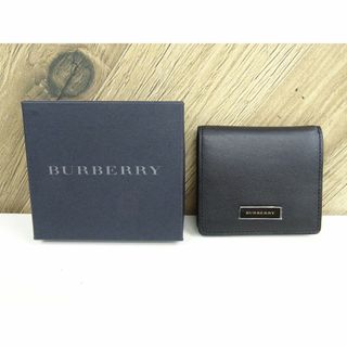 バーバリー(BURBERRY)のK船020/ バーバリー レザー コインケース 小銭入れ 箱付 ブラック 美品(コインケース/小銭入れ)