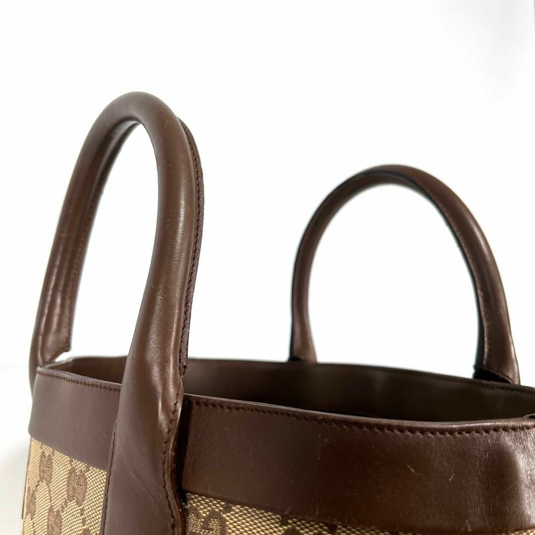 美品✨GUCCI GGキャンバス トートバッグ 茶 ブラウン レザー A4収納