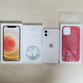 アイフォーン(iPhone)のSIMフリー iPhone 12 ホワイト 64GB 新品純正レザーケース付(スマートフォン本体)