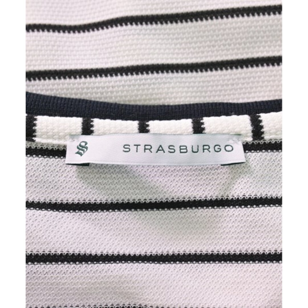 STRASBURGO ワンピース 36(S位) 白x黒(ストライプ)