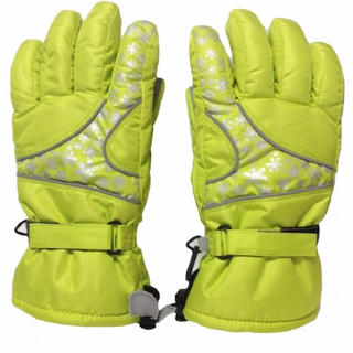 新品★雪の結晶模様 レディース スノーグローブ スキー スノーボード 手袋 黄緑(ウエア/装備)