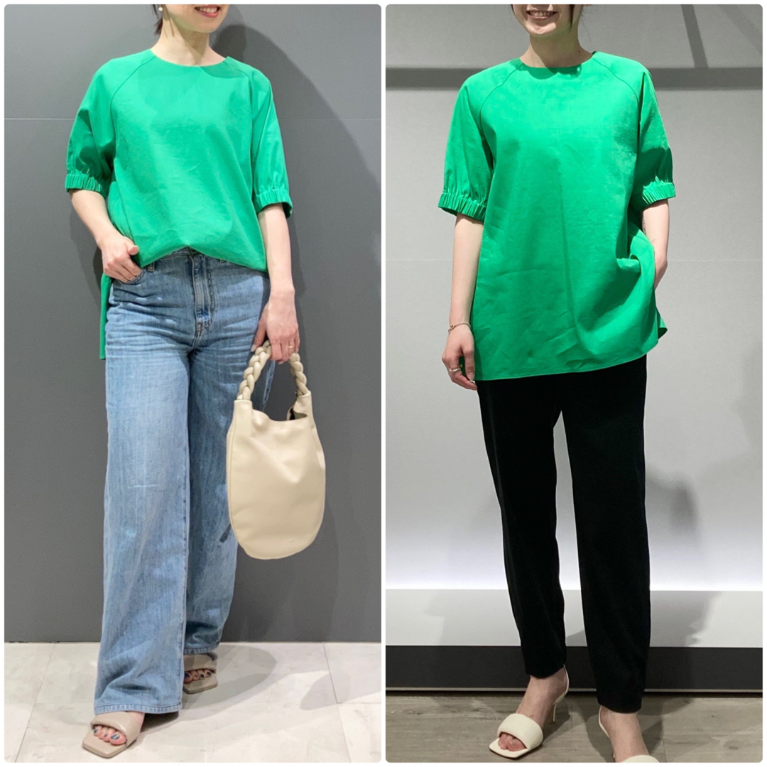 theory luxe 23SS Crisp Linen 半袖ブラウス 緑 シャツ/ブラウス theory luxe 23SS Crisp Linen 半袖ブラウス 緑 シャツ/ブラウス
