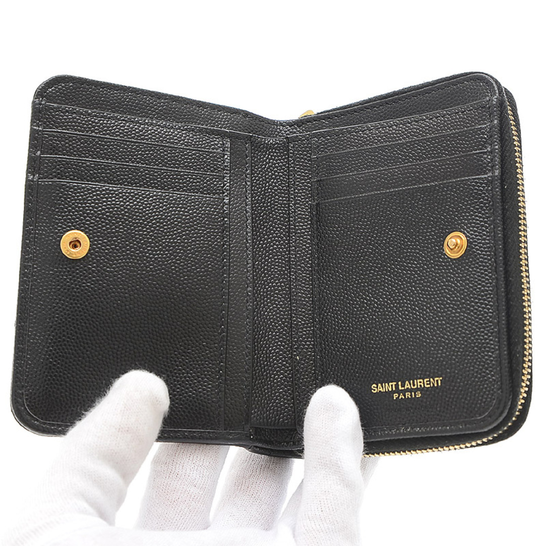 サンローランパリ カサンドラ コンパクトラウンドジップ 二つ折り財布 レザー ブ レディースのファッション小物(財布)の商品写真