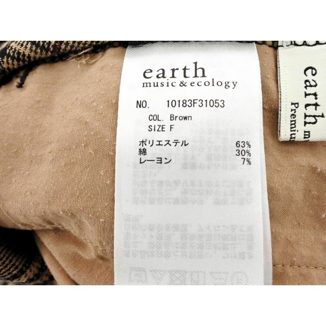 earth music & ecology(アースミュージックアンドエコロジー)のアースミュージック＆エコロジー チェック ワイド パンツ sizeF/茶 ■■ レディース レディースのパンツ(その他)の商品写真