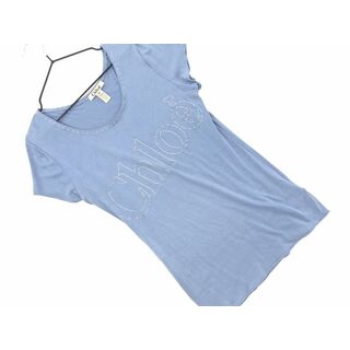 クロエ(Chloe)のChloe クロエ プリント Tシャツ size42/水色 ■◆ レディース(Tシャツ(半袖/袖なし))