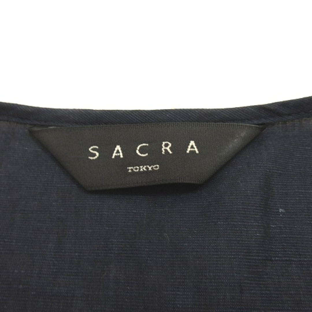 SACRA(サクラ)のLADDER LACE ブラウス 118209031 コットン リネン混 紺 M レディースのトップス(その他)の商品写真