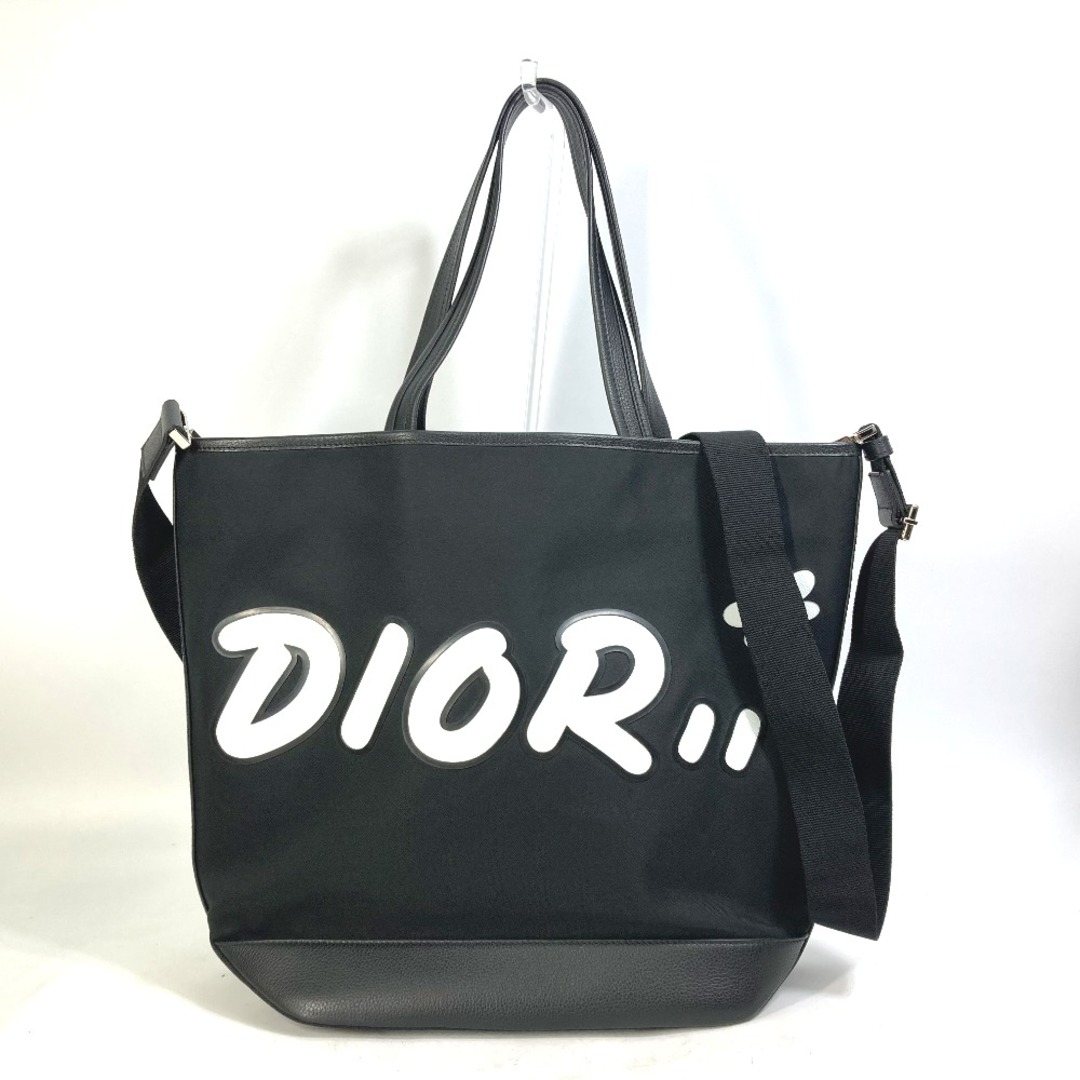 ディオール・オム DIOR HOMME BEE 蜂 ロゴ KAWS コラボ 日本限定 斜め掛け 2WAY カバン ショルダーバッグ トートバッグ ナイロン/レザー ブラック 美品