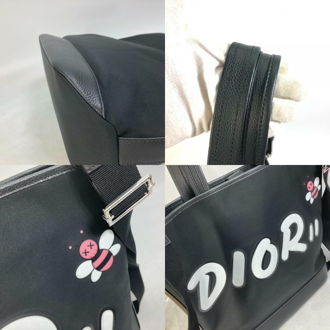 ディオール・オム DIOR HOMME BEE 蜂 ロゴ KAWS コラボ 日本限定 斜め掛け 2WAY カバン ショルダーバッグ トートバッグ ナイロン/レザー ブラック 美品