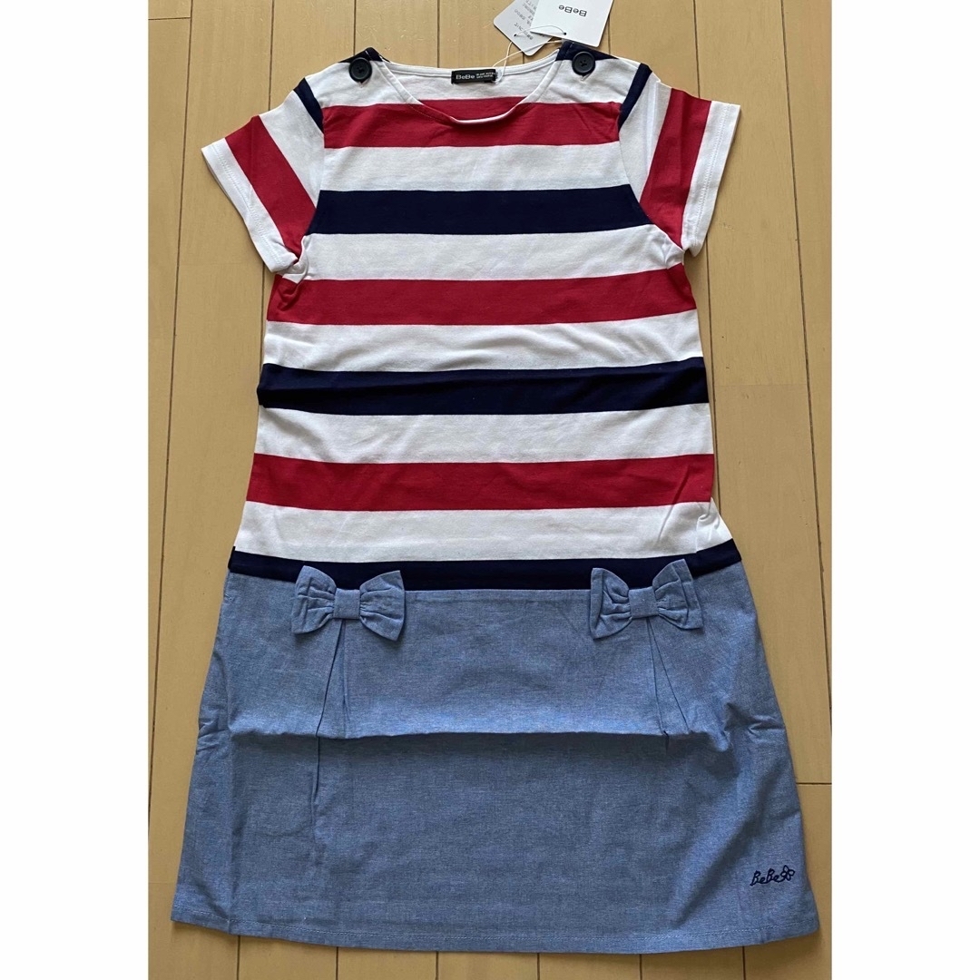 BeBe(ベベ)のBeBe ボーダーワンピース 140 キッズ/ベビー/マタニティのキッズ服女の子用(90cm~)(ワンピース)の商品写真