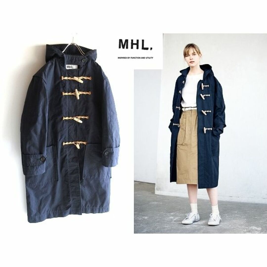 定価68200円 MHL 18SS WAXED COTTON ダッフルコート素材コットン100％