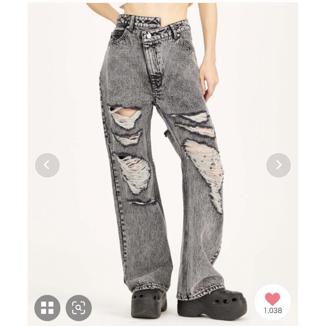 X-girl(エックスガール)のX-girl/DISTRESSED DENIM PANTS レディースのパンツ(デニム/ジーンズ)の商品写真