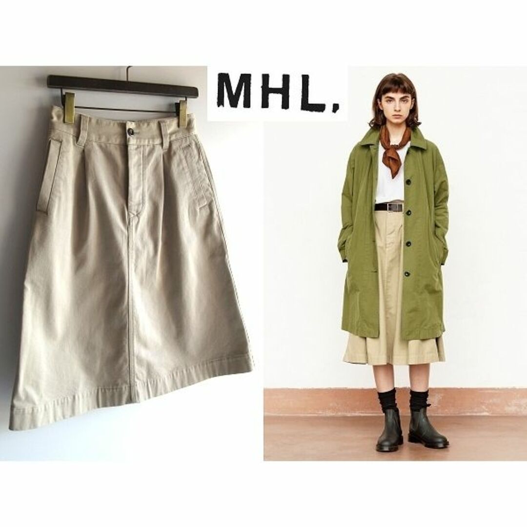名作 MHL. DRY DRILL オーバーオールスカート Ⅲ 日本製