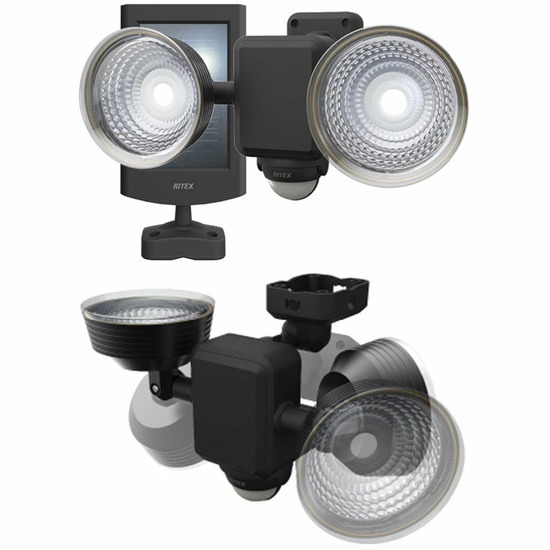 【新着商品】ムサシ RITEX フリーアーム式LEDセンサーライト1.3W×2灯