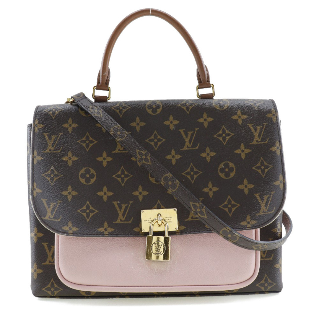 【LOUIS VUITTON】ルイ・ヴィトン マリニャン 2WAYショルダー M43960 モノグラムキャンバス×カーフ ローズプードル 茶/ピンク AR4128 レディース ハンドバッグ約97107cm開閉式