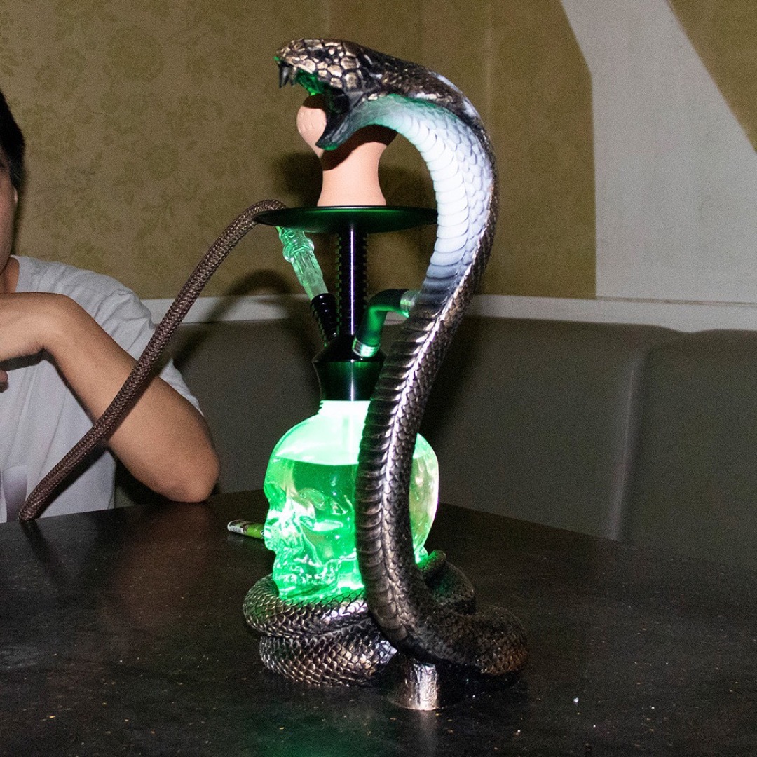 【豪華シーシャセット】蛇 ドクロ型　ホース　クレイトップ　LEDライト付き 1