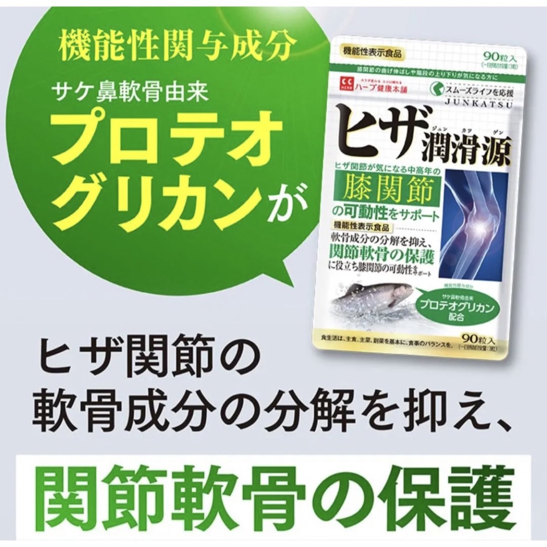 ヒザ潤滑源 サケ鼻軟骨由来プロテオグリカン配合 ハーブ健康本舗 機能性表示食品 食品/飲料/酒の健康食品(その他)の商品写真