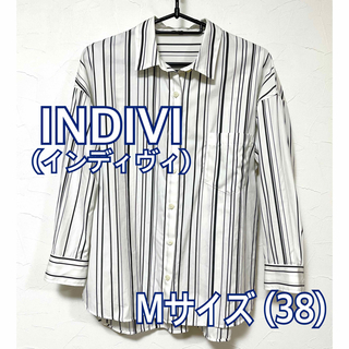 インディヴィ(INDIVI)の美品 INDIVI インディヴィ ストライプ トップス シャツ M 38 サイズ(シャツ/ブラウス(長袖/七分))