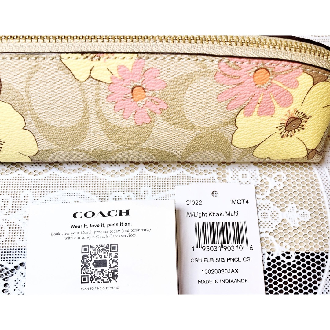 COACH - 【COACH】ペンケース シグネチャー フラワー ベージュの通販