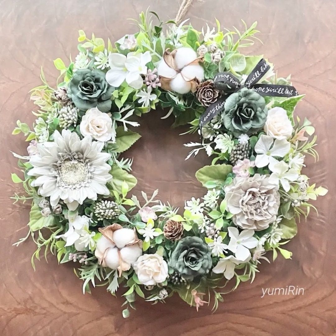 アンティーク調。:°ஐ*。ガーベラ×薔薇のリース♡フラワーリース♡秋リース アンティーク調。:°ஐ*。ガーベラ×薔薇のリース♡フラワーリース