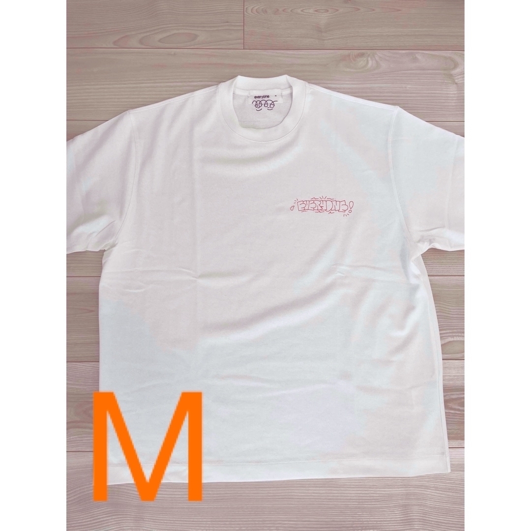 everyone × j.30000 LOGO TEE white red Mトップス