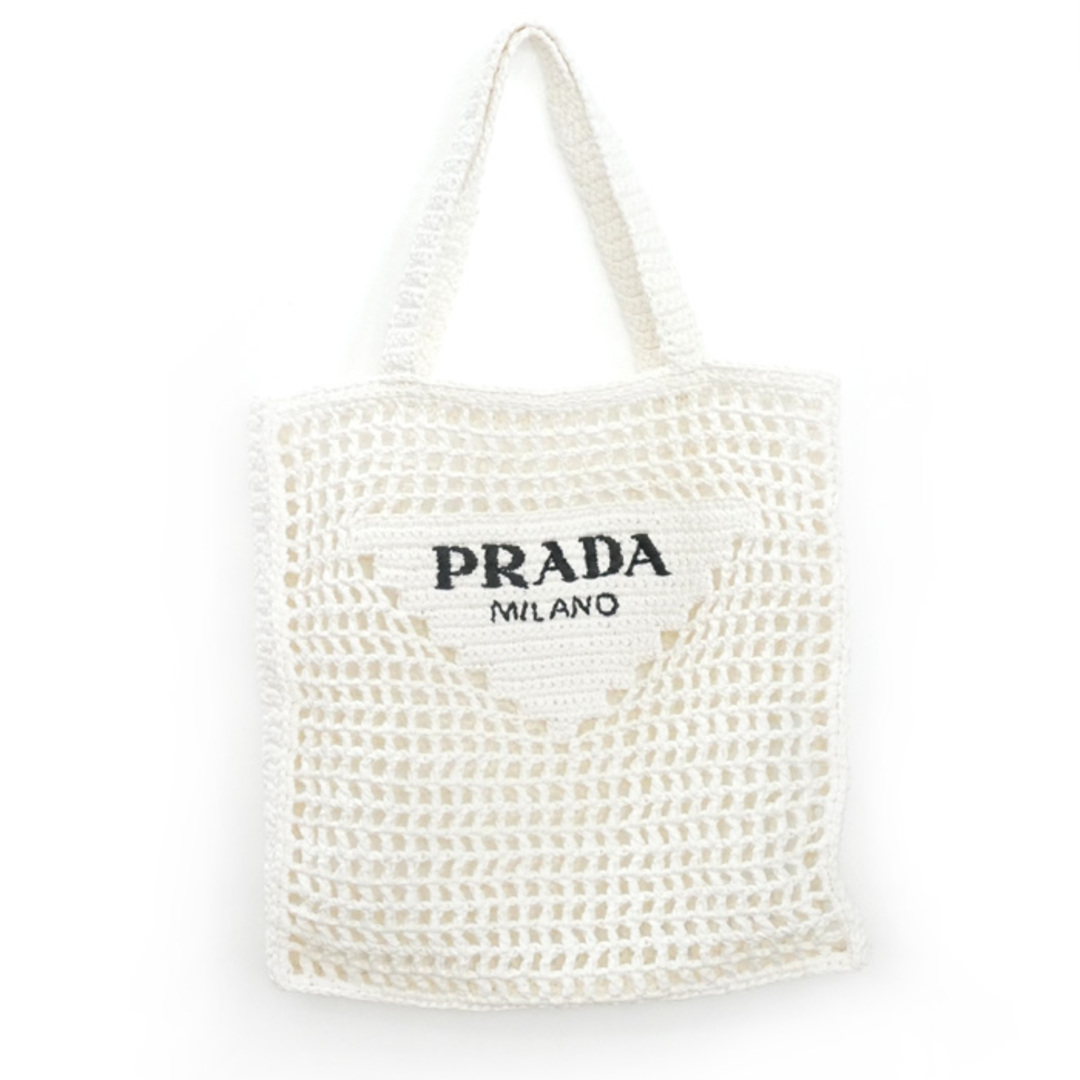 トートバッグPRADA プラダ クロシェ トートバッグ ホワイト 1BG393 2A2T F0009 レディース【美品】