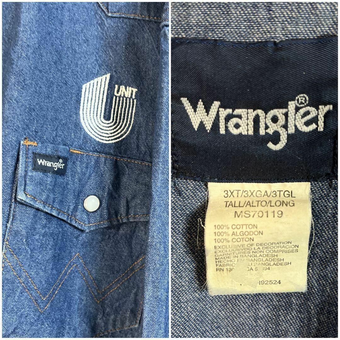 Wrangler - 古着 ボロデニムシャツ刺繍80s80年代ラングラー デニム 