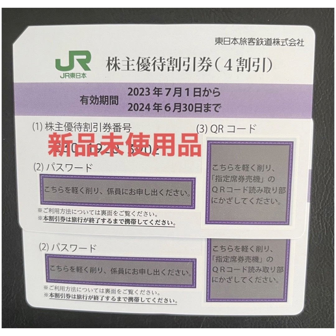 JR東日本　株主優待割引券　新品未使用　2枚組　旅行　電車　4割引