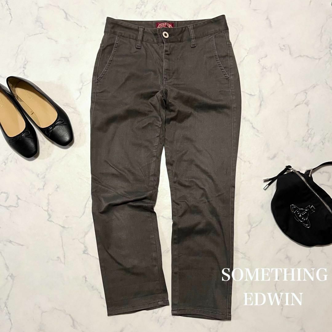 SOMETHING EDWIN ブラックデニム　テーパードパンツ　S M