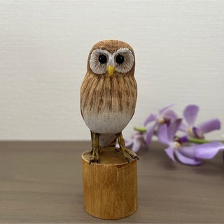 野鳥彫刻 フクロウ 8㎝ 作者ituo(彫刻/オブジェ)