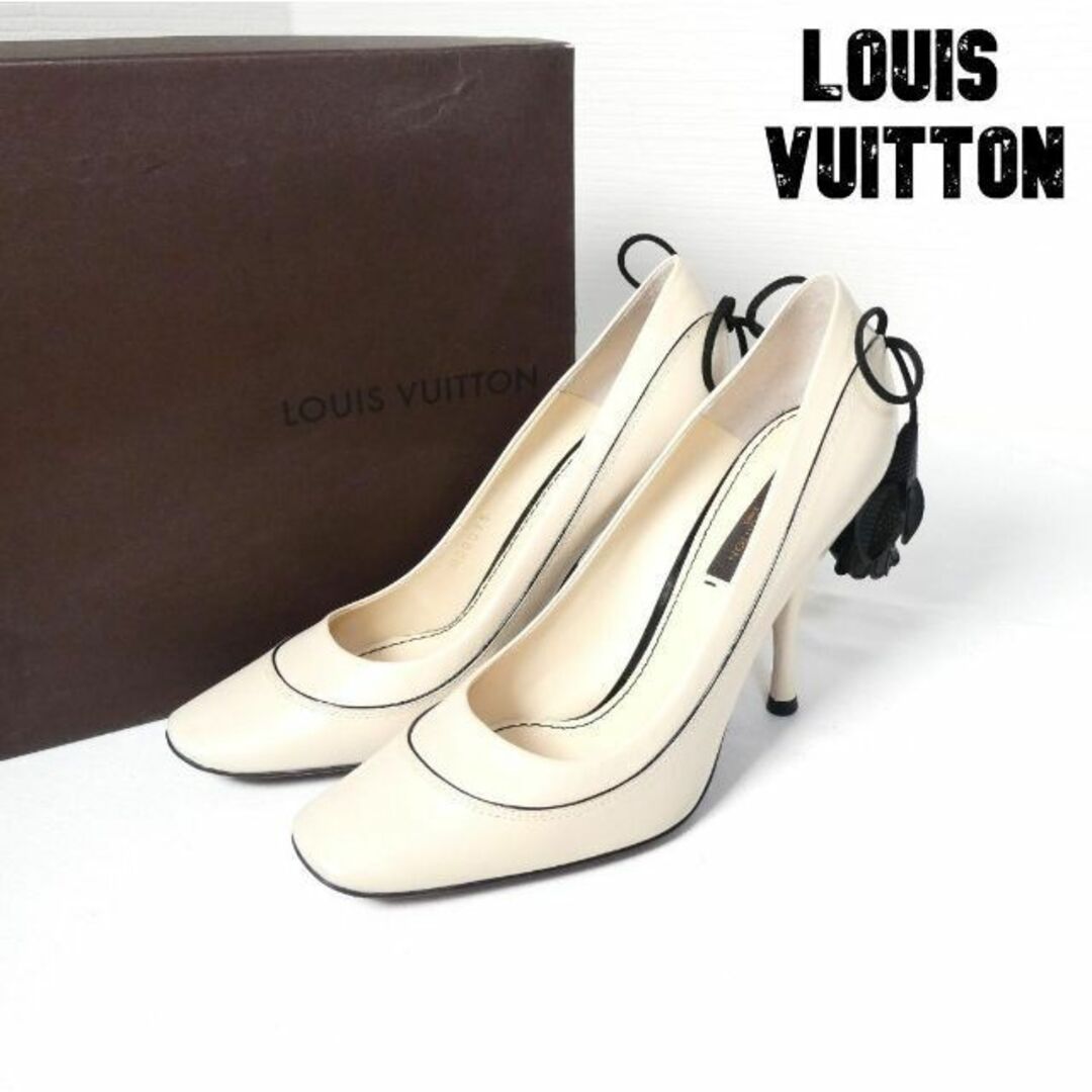 極美品 Louis Vuitton レザー タッセル スクエアトゥ パンプス | www