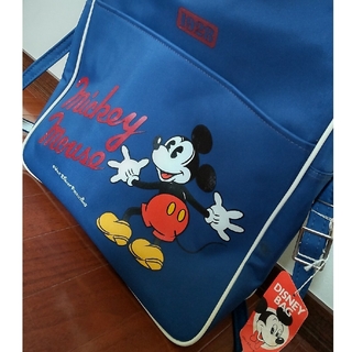 ディズニー(Disney)のミッキーマウス　ディズニー　ショルダーバッグ　レトロ　ネイビー　ブルー(レッスンバッグ)