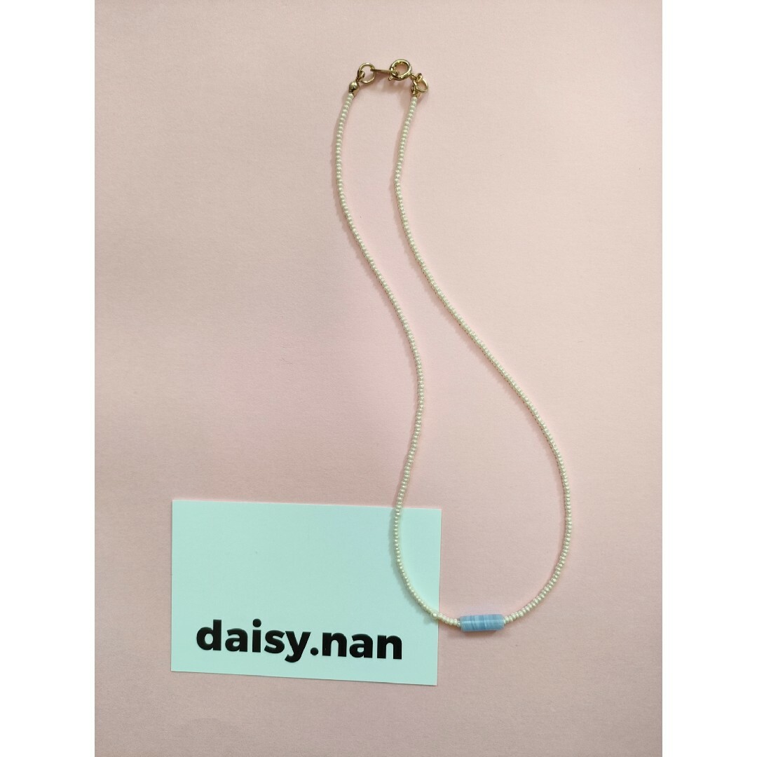 TODAYFUL(トゥデイフル)のblue lace agate✕ivoryネックレス ハンドメイドのアクセサリー(ネックレス)の商品写真