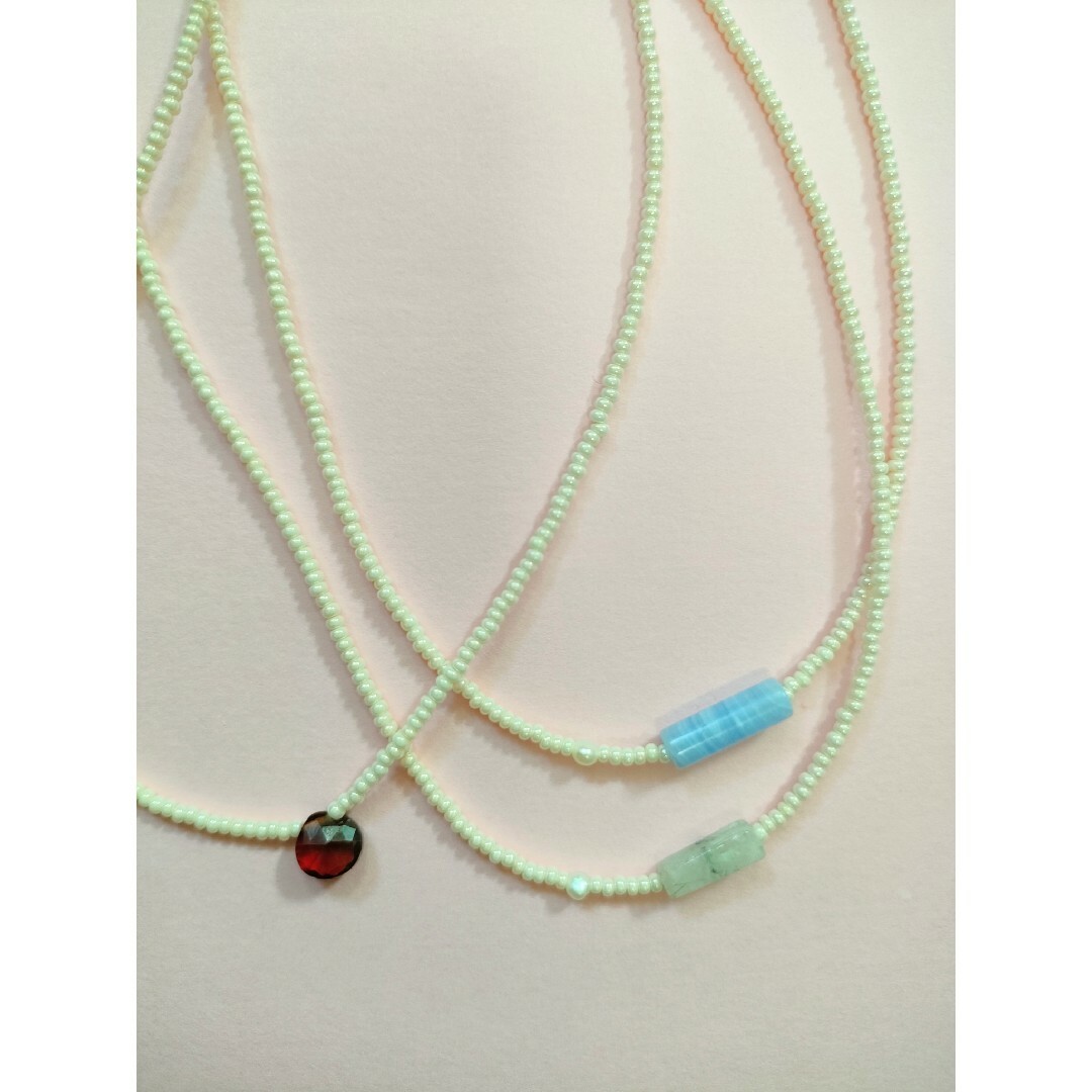 TODAYFUL(トゥデイフル)のblue lace agate✕ivoryネックレス ハンドメイドのアクセサリー(ネックレス)の商品写真