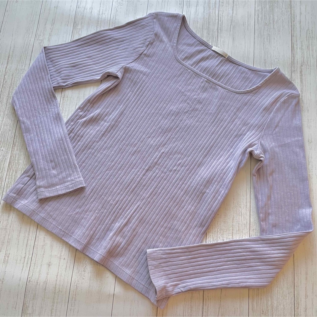 GU - GU トップス 長袖 S レディース 薄紫 パープルカラー Tシャツ