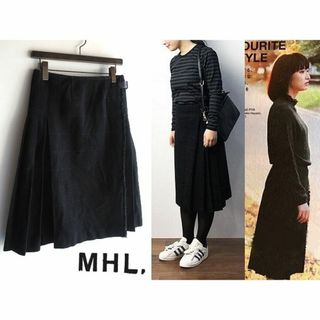 エムエイチエル(MHL.)の門脇麦さん着用 MHL. WINDOWPANE CHECK キルトスカート(ひざ丈スカート)