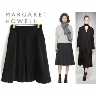 マーガレットハウエル(MARGARET HOWELL)の美品 マーガレットハウエル 2015AW 極細コーデュロイ タックスカート 1(ひざ丈スカート)