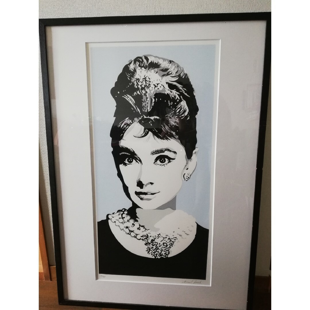 オードリー・ヘップバーン　コンラッドリーチ　シルクスクリーン　CONRAD　セリックス　LEACH　Audrey　Hepburn　CELUX　ポップアート　額装込み-