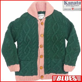 カウチン セーター kanata ニット L カナダ製 カナタ 緑 AA1490-
