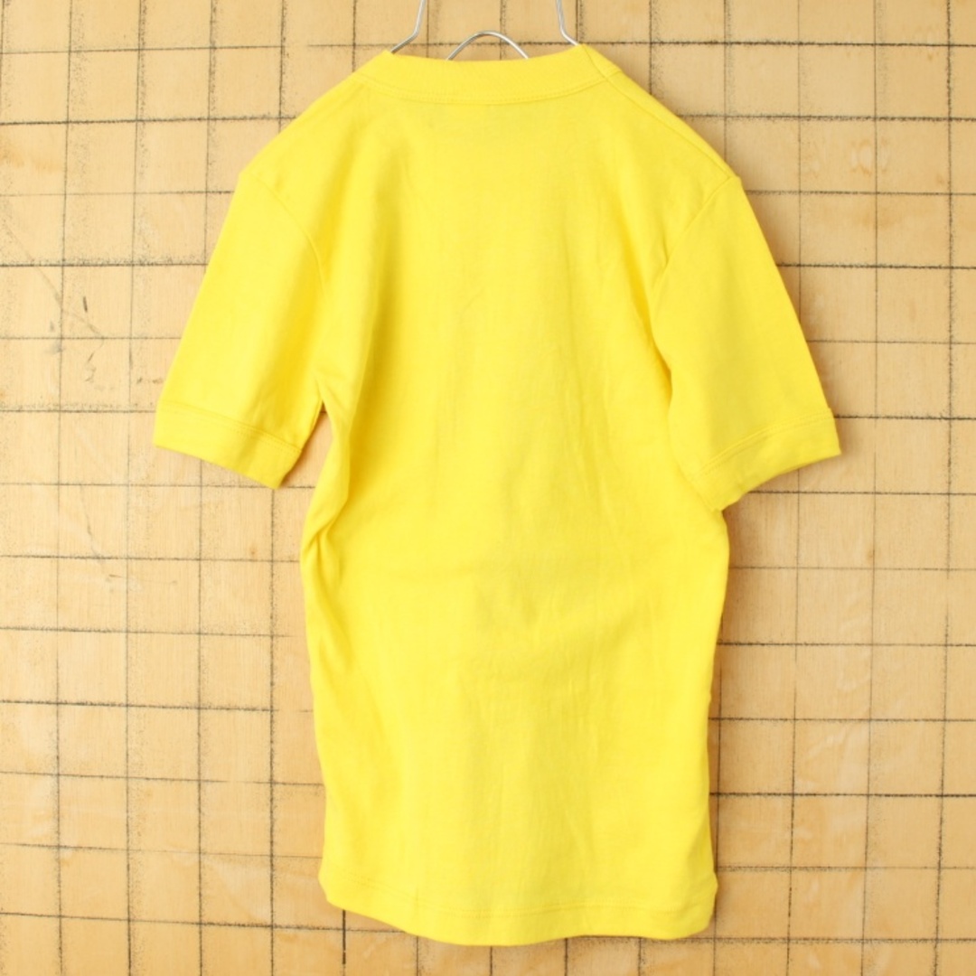 70s 80s EUROプリントTシャツ半袖 イエロー XS キッズ aw312 レディースのトップス(Tシャツ(半袖/袖なし))の商品写真