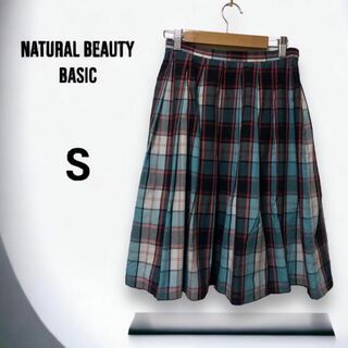 ナチュラルビューティーベーシック(NATURAL BEAUTY BASIC)のNATURAL BEAUTY BASIC チェック スカート フレア S(ひざ丈スカート)