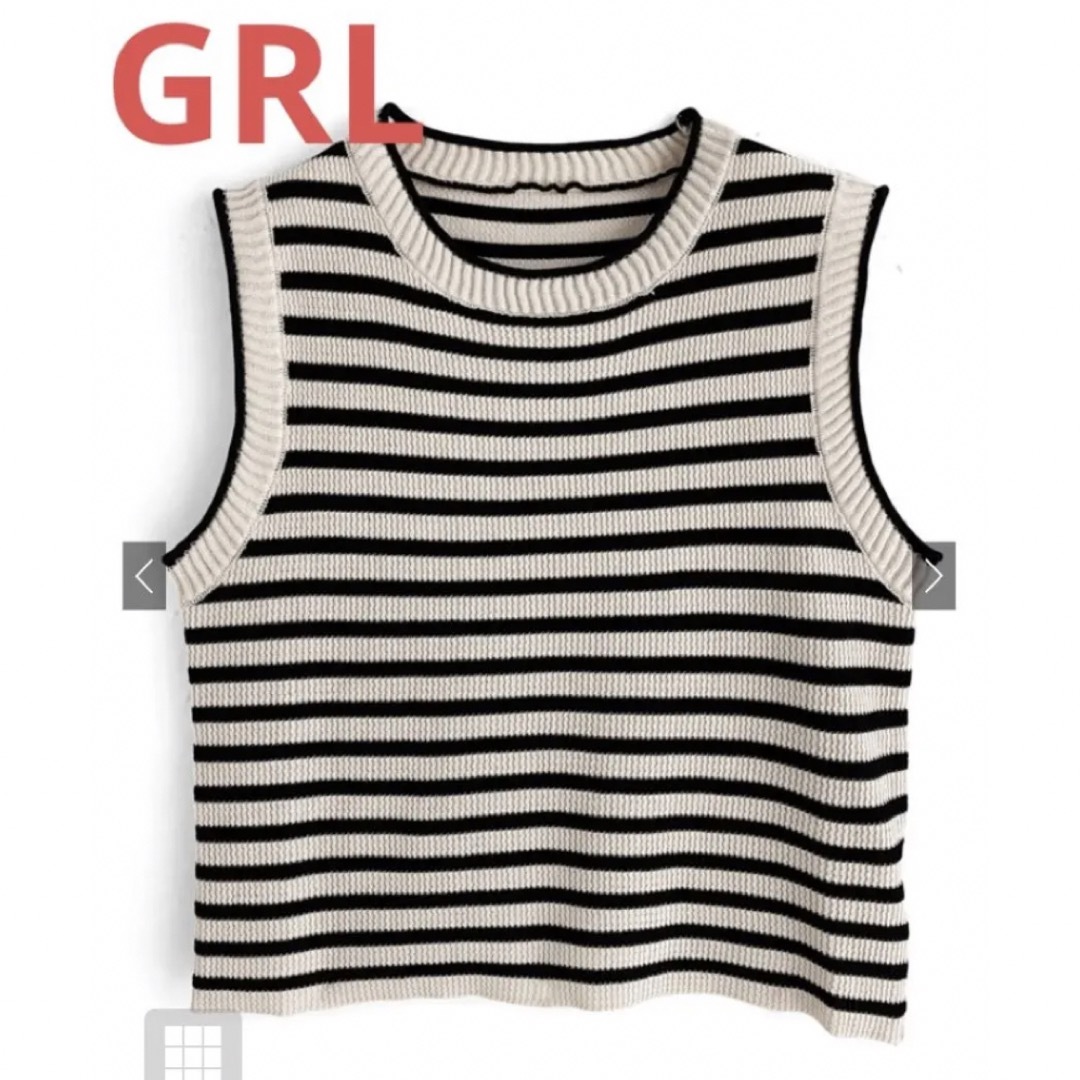 GRL(グレイル)の★新品 GRL グレイル ボーダー ニットタンクトップ アイボリー M レディースのトップス(タンクトップ)の商品写真