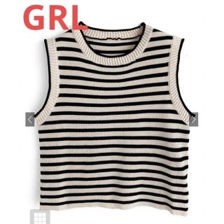 グレイル(GRL)の★新品 GRL グレイル ボーダー ニットタンクトップ アイボリー M(タンクトップ)