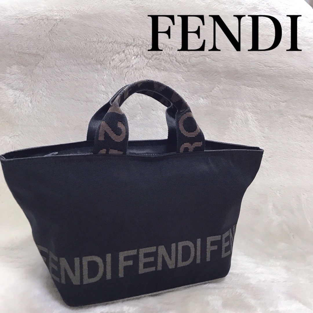 美品 FENDI フェンディ ロゴ トートバッグ レザー ハンドバッグ