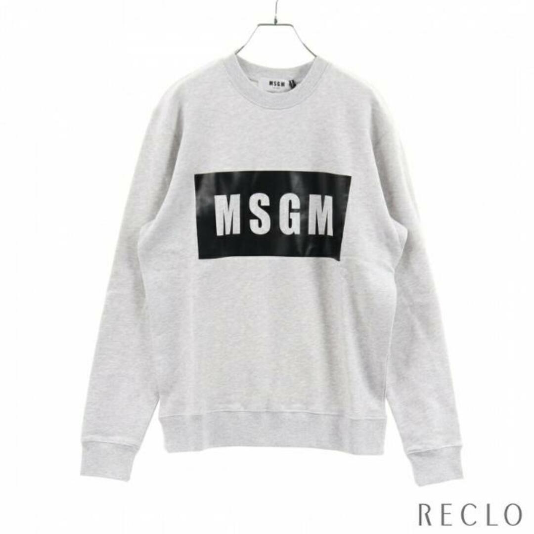 MSGM(エムエスジイエム)の トレーナー スウェットシャツ クルーネック ロゴプリント ライトグレー ホワイト メンズのトップス(スウェット)の商品写真