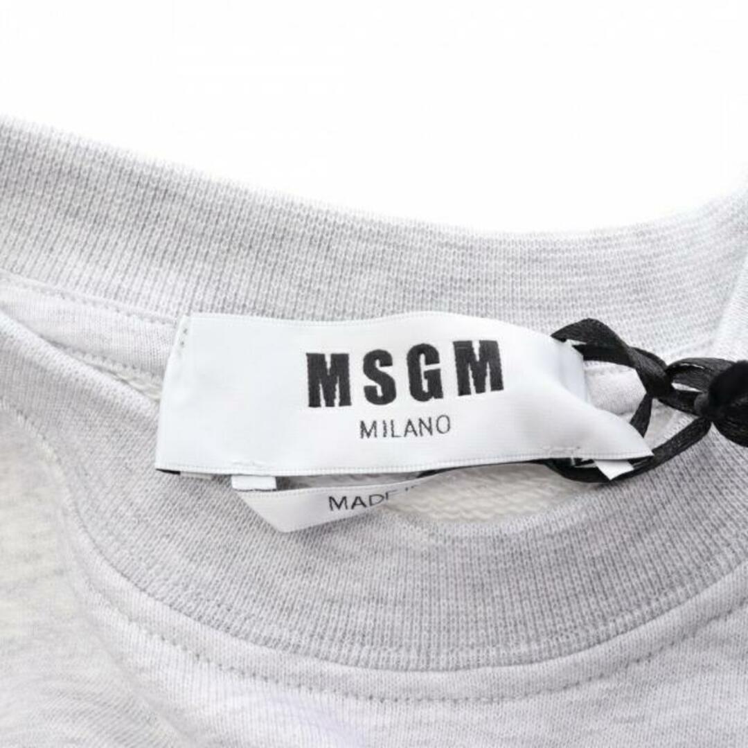 MSGM(エムエスジイエム)の トレーナー スウェットシャツ クルーネック ロゴプリント ライトグレー ホワイト メンズのトップス(スウェット)の商品写真