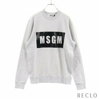 エムエスジイエム(MSGM)の トレーナー スウェットシャツ クルーネック ロゴプリント ライトグレー ホワイト(スウェット)