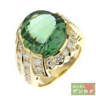 【中古】Mitsuo Kaji 梶 光夫 リング 指輪 K18YG トルマリン 11.68ct ダイヤモンド 10.4ct 14号 レディース【質屋】(リング(指輪))