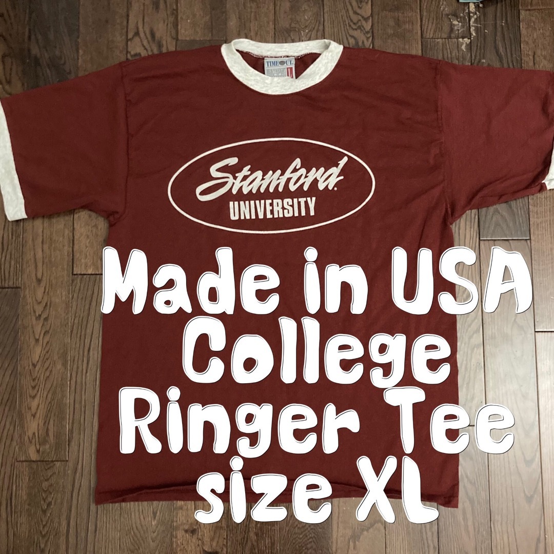 ミカエルビッグUSAアメリカ製リンガーカレッジTシャツビッグオーバーサイズテック系